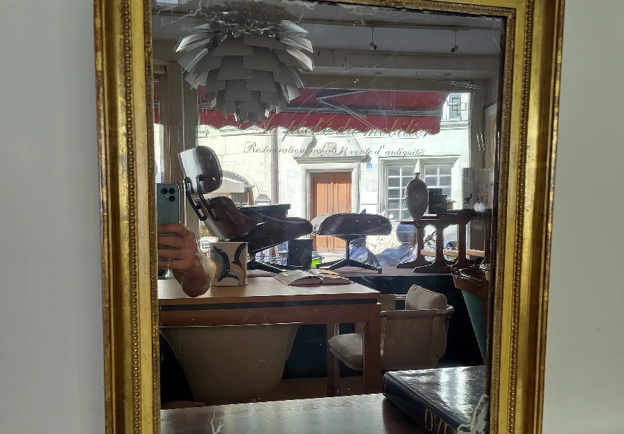 Miroir doré et son verre ancien 614x490